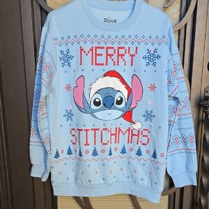 Disney Stitch Merry Stitchmas Light Blue Sweatshirt